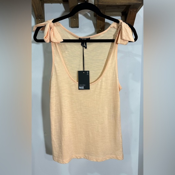 NWT Paige Gala Tank Top Light Orange Peel Bow Detail XS - Picture 3 of 8